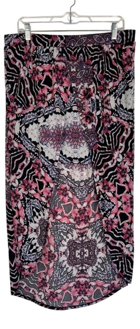 Bongo Purple Paisley Stretchy Boho Festival Gypsy Hippie Peasant Skirt Size XL